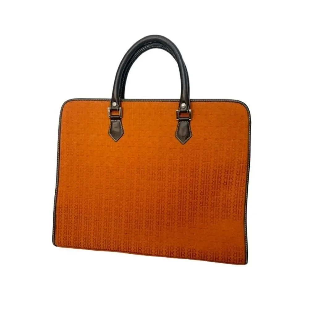 Pedro Rogado Authentic Genuine Leather Tote Bag Orange Brown Made in Spain